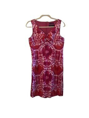 Jones New York Signature Petite Pink & White Ikat Print Sleeveless Dress 8P Stre